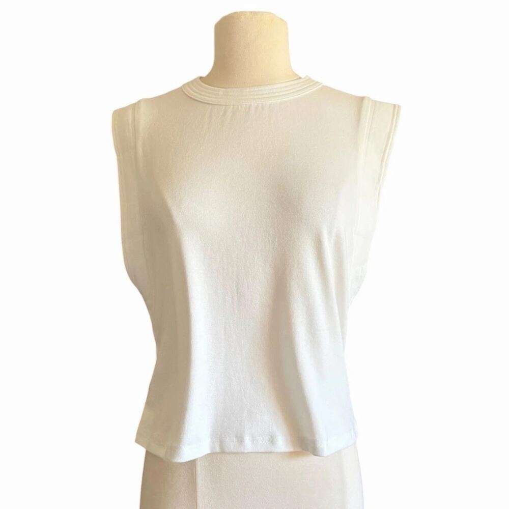 OGL White Sleeveless Crew Neck Muscle Tank Top Lyocell Blend NWT Medium - Picture 5 of 16